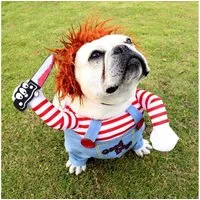 FELIXLEO Hundepullover Hundekleidung Tödliche Puppe Halloween Cosplay Hundekostüm Party Hut S