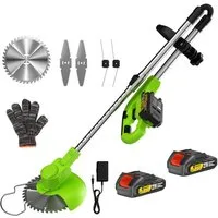 CONENTOOL Akku-Rasentrimmer 21V Rasentrimmer mit 2x 2,0 Ah Akku und Ladegerät, 15 cm Arbeitsbreite Messer, Trimmer Freischneider Set