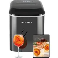 KLAMER Eiswürfelmaschine 15kg/24h, 10 Eiswürfel in 7–9 Min, 2,1L Wassertank, 120W Ice Maker, 2…, 120W, 2,1L Wassertank, Signallampe, Auto-Reinigung, mit Eisschaufel