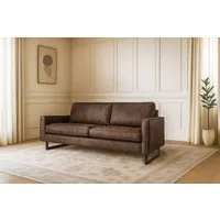 Home affaire 3-Sitzer Pinto, 206 cm, Cord, Chenille, Lederoptik, mit Keder, schwarze Metallfüße, Wellenunterfederung