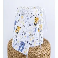 Loolay Bettnestchen WALD Tiere Baumwolle Atmungsaktives Babybett BETTUMRANDUNG Bär Fuchs, (Bett 140x70cm - 420, 210 cm, 120x60cm - 360, 180 cm, Babyaussttatung Umrandung Kopfschutz Kantenschutz Bettschlange), Super PREMIUM Baby GESCHENK - 100% Natura