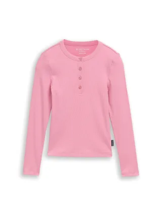 tom tailor kids - Henley Langarmshirt mit Rippstruktur soft blush rose - Gr. - 164