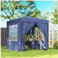 Outsunny Faltpavillon Gartenzelt mit Tragetasche, Festzelt mit UV-Schutz, mit 4 Seitenteilen, (Pavillon, Festzelt), für Garten, Balkon, Blau