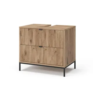 Vicco Waschbeckenunterschrank, Eiche, Holzwerkstoff, 3 Schubladen, Rechteckig, 70x63x45.1 cm, Badezimmer, Badezimmerschränke, Waschbeckenunterschränke