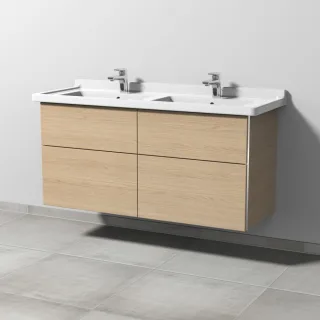 Sanipa 3way Waschtischunterbau zu Duravit Starck 3 Waschtisch mit 4 Auszügen, Eiche-Nordic BR71348