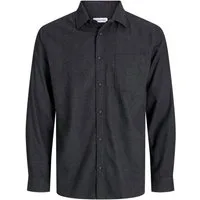 Jack & Jones Langarmhemd Premium Hemd mit Rundhalsausschnitt und Tasche für Herren Bio-Baumwolle nachhaltig Normal Fit Knopfleiste Einfarbig