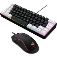GARRYFIZH Tastatur und Maus Set Keyboard Tastaturen Tastatur- und Maus-Set, (V700BW+A869), RGB-Hintergrundbeleuchtung Farbig beleuchtete Kabelmaus
