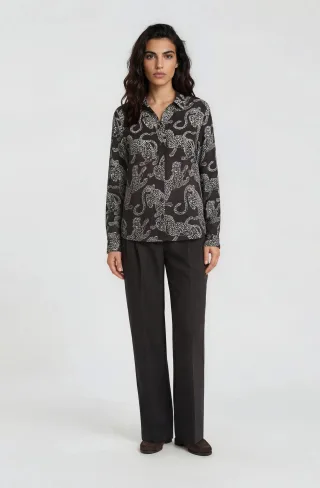 Milano Italy - shirt blouse 1/1 sleeve mocca print - Gr. - 46