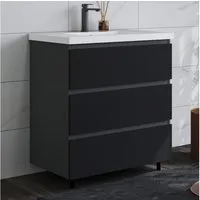 duschspa Waschtisch Badmöbel Set Waschbecken mit Unterschrank Badezimmer Möbel Schrank (Hängeschrank, mit Schrankfüße), 80/100cm breit