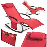 SoBuy Gartenliege OGS28, Relaxliege Schaukelliege Strandliege Outdoor Gartenmöbel, Sonnenliege mit Kopfkissen Liegestuhl Schaukelstuhl, Outdoor Camping