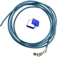 unbespielt Lederband Hellblau Verschluss Silberfarben Länge 1 m verkürzbar. Breite 2 mm, Modeschmuck für Damen und Herren
