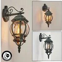 hofstein Außen-Wandleuchte »Meyen« Wandlampe abwärts aus Metall in Schwarz/Grün/Klar, ohne Leuchtmittel, Wandleuchte mit E27, Außenleuchte, IP44