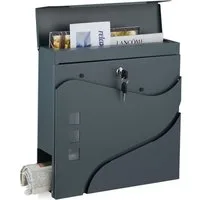 relaxdays Briefkasten mit Zeitungsfach anthrazit