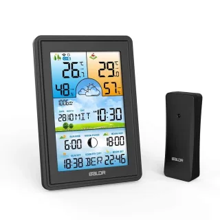 Baldr Wireless Digital Color Display Weather Station Clock Barometer Thermometer Hygrometer Trend Forecas Outdoor Sensor