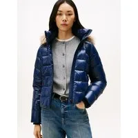 Tommy Hilfiger Steppjacke GLOSS HW DOWN SLIM JACKET W FUR in leicht glänzender Optik, mit Fellimitat