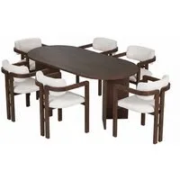 Skye Decor Essgruppe Sablin Modern Set, (Set, 7-tlg., 1 Tish, 6 Stühle), Japandi Set bestehend aus 6 Stühl und 1 Tish Modernes Esszimmer Set