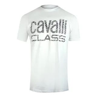Cavalli Class - Weißes T-shirt Mit Auffälligem Zebra-print