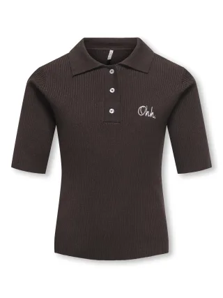 KIDS ONLY - KOGNATASCHA SS POLO SHIRT KNT Coffee Bean - Gr. - 152