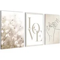 Novart Wandbild 3 Wandbilder Set Natur Wohnzimmer Deko Landschaft Berge Boho, Love