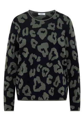 CECIL - Pullover mit Leo-Print blau - Gr. - M