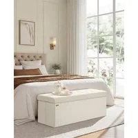 SONGMICS Sitzbank, mit Stauraum, klappbare, 38 x 76 x 38 cm Fußbank, Bettbank, bis 300 kg