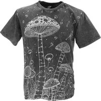Guru-Shop T-Shirt Tibet & Buddhist Art T-Shirt, Pilz stonewash.. alternative Bekleidung