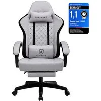 GTPLAYER Gaming-Stuhl Ergonomischer Gaming Sessel Schreibtischstuhl aus Stoff/Kunstleder (Pacekung), Federsitzkissen mit Fußstütze