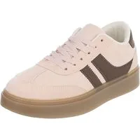 Ital-Design Damen Sneaker Low Top Schnürung Freizeitkomfort Sneaker (91848929) Flach Sneakers Low in Beige