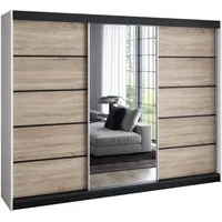 A&J MöbelLand GmbH Schiebetürenschrank VILUNO mit 4 Schubladen und Spiegel (TOP ANGEBOT! Geräumiger Schrank mit einer Breite von 200 cm und Spiegel, ideal zur Aufbewahrung von Kleidung und Accessoires. 4 Schubladen und viel Stauraum. TOP PRODUKT! Wäh