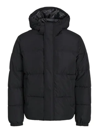 JACK&JONES - JJEBRADLEY PUFFER HOOD SN black - Gr. - S
