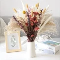 Trockenblume Pampasgras Trockenblumen,43 Stück Getrocknete Pampasgras-Dekoration Flauschige Getrocknete Blumen, ibettertec, Getrocknete Blumenarrangements für Zuhause, Hochzeit, Tischdekoration