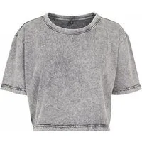 Build Your Brand Rundhalsshirt Damen Acid Washed Cropped Tee