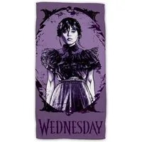 Jerry Fabrics Strandtuch Wednesday Purple Frottee Badetuch mit Premium Druck, 70x140 cm