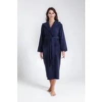 Bruno Banani Damenbademantel Clement, ideal für Sauna & Spa, Hotelbademantel, Morgenmantel, Langform, Walkfrottier, Kapuze, Gürtel, 100% Baumwolle, einfarbig, glänzende Streifen-Bordüre, Taschen, XS-3XL