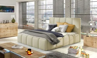 Polsterbett Doppelbett VERONA Komplettset Kunstleder Creme 180x200cm