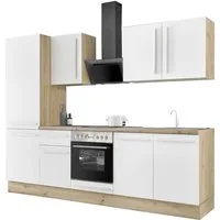 KOCHSTATION Küchenzeile KS-Florida mit 38mm starker Arbeitsplatte, Breite 270 cm, wahlweise mit E-Geräten, Soft-Close-Funktion