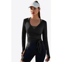 Imily Bela T-Shirt Damen Wickeloberteile Langärmlige Sportshirts (Packung, 1-tlg., 1per-Pack) einfarbig