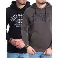 Jack & Jones Kapuzenpullover stilvolle Hoodies mit Logoprint (Spar Set, Doppelpack) Unifarbene Pullover mit flauschigem Innenfutter