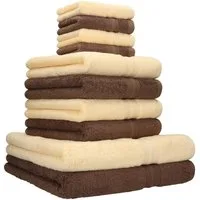 Betz Handtuch Set 10 TLG. Handtücher Set GOLD Farbe beige & nussbraun, 100% Baumwolle (Set, 10-St), 2 Duschtücher 4 Handtücher 4 Seiftücher
