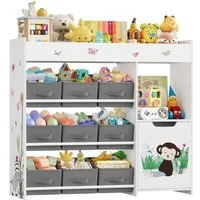 HOMECHO Spielzeugtruhe (1 St), Kinderregal mit 9 Stoffschubladen, Weiß