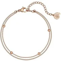 Hey Happiness Edelstahlarmband Damen Layer Kugeln, Kettchen 18K Gold Roségold mehrreihig, Armkette Schlangen Erbskette doppelt, wasserfest