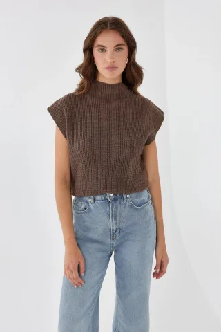 Halb-Stehkragen Strickpullover