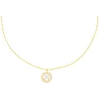 Stella-Jewellery Collier 585er Gelbgold Collierkette mit Solitaire Anhänger, Collierkette mit Zirkonia (Illusion)