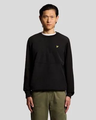 Lyle & Scott Sweatshirt mit halben Raglanärmeln und Einsätzen - Schwarz