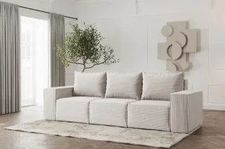 Sofa Designersofa ESTELLE 3-Sitzer in Stoff Poso Creme