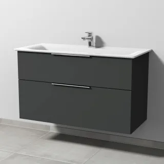Sanipa 3way Waschtischunterbau zu Ideal Standard Connect Air Waschtisch mit 2 Auszügen, Graphit-Matt UP6431B