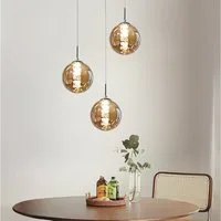 Nettlife Pendelleuchte gold/GrauG9 modern Glas 1/3/4/6/10/15 Flammig Hängelampe, Höheverstellbar, LED wechselbar, Warmweiß, für Küchen Wohnzimmer Schlafzimmer Flur