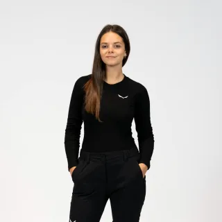 SALEWA - Badia Alpine Merino Langarm Shirt Damen - Schwarz (Gr.L)