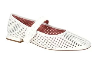H?gl 9-11 0964 DOLLY Wei? Mary Jane Ballerinas Lackleder - Damen Halbschuhe