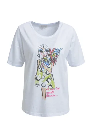 Milano Italy - roundneck t-shirt w/ AW 1/4 sleeve white - Gr. - L
